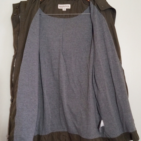 Merona olive green utility jacket with jersey lining and hood - Picture 11 of 13